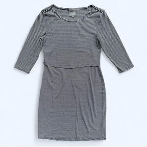 Milk Nursingwear 3/4 Sleeve Striped Dress in Navy Blue/White Size XS